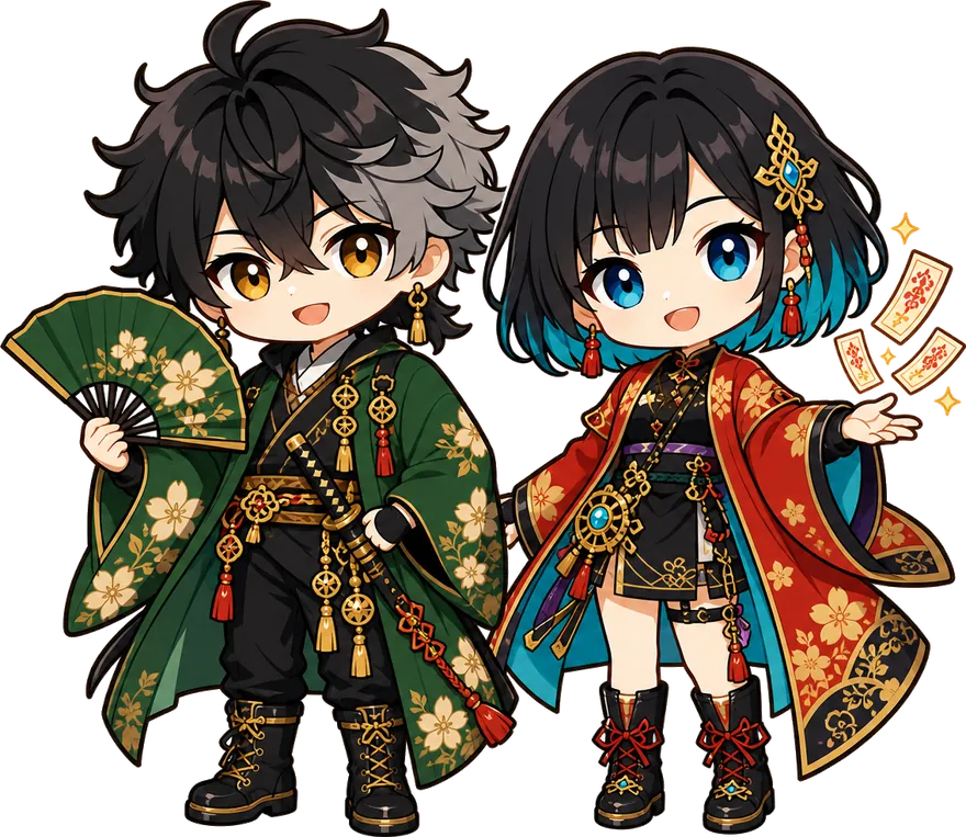 Hiro dan Yumi, maskot Ganbatte! Nihongo